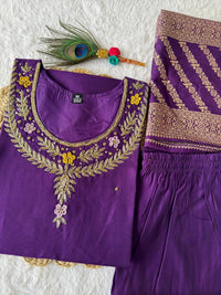 Thumbnail for Aastha Fashion Purple Roman Silk Hand Work Festival Wear Suit