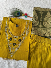 Thumbnail for Aastha Fashion Yellow Roman Silk Hand Work Festival Wear Suit