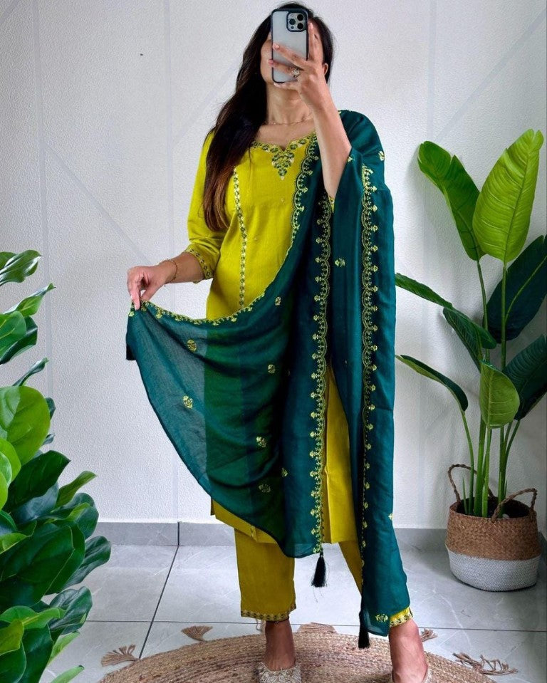 Aastha Fashion Parrot Roman Silk Hand Work Festival Wear Suit