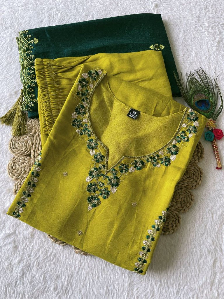 Aastha Fashion Parrot Roman Silk Hand Work Festival Wear Suit