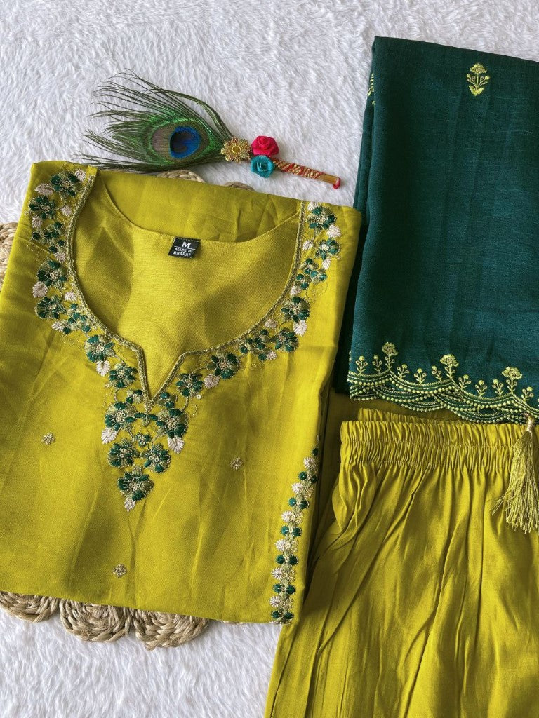 Aastha Fashion Parrot Roman Silk Hand Work Festival Wear Suit