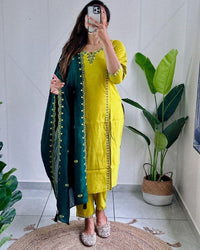 Thumbnail for Aastha Fashion Parrot Roman Silk Hand Work Festival Wear Suit
