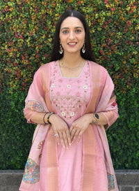 Thumbnail for Aastha Fashion Light Pink Roman Silk Hand Work Festival Wear Suit