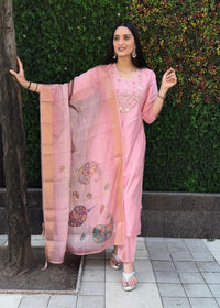 Thumbnail for Aastha Fashion Light Pink Roman Silk Hand Work Festival Wear Suit