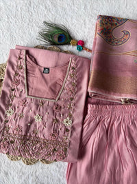 Thumbnail for Aastha Fashion Light Pink Roman Silk Hand Work Festival Wear Suit