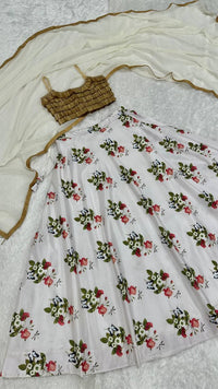 Thumbnail for Aastha Fashion White Tapeta Silk Digital Print Semi Stitched Lehenga Choli
