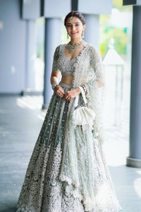 Thumbnail for Aastha Fashion Pista Net Dori & Sequence Work Semi Stitched Lehenga Choli