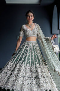 Thumbnail for Aastha Fashion Pista Net Dori & Sequence Work Semi Stitched Lehenga Choli