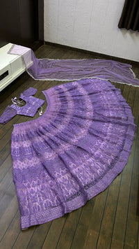 Thumbnail for Aastha Fashion Lavender Net Thread , Zari & Sequence Work Semi Stitched Lehenga Choli