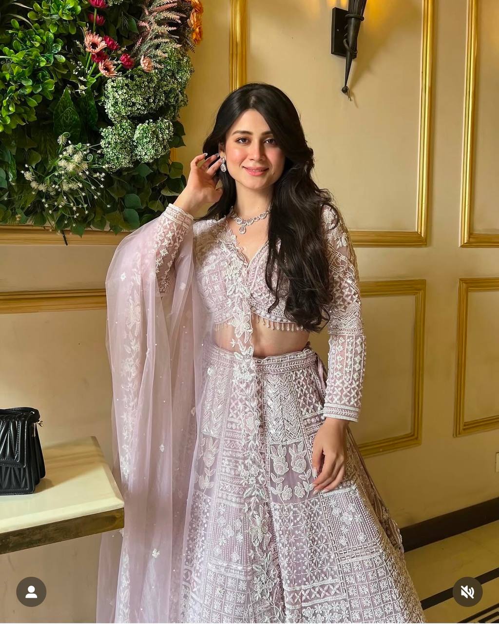 Aastha Fashion Pink Net Resham Thread & Sequins Work Semi Stitched Lehenga Choli
