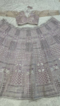Thumbnail for Aastha Fashion Pink Net Resham Thread & Sequins Work Semi Stitched Lehenga Choli