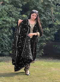 Thumbnail for Aastha Fashion Black Heavy Viscose Velvet Festival Wear Suit