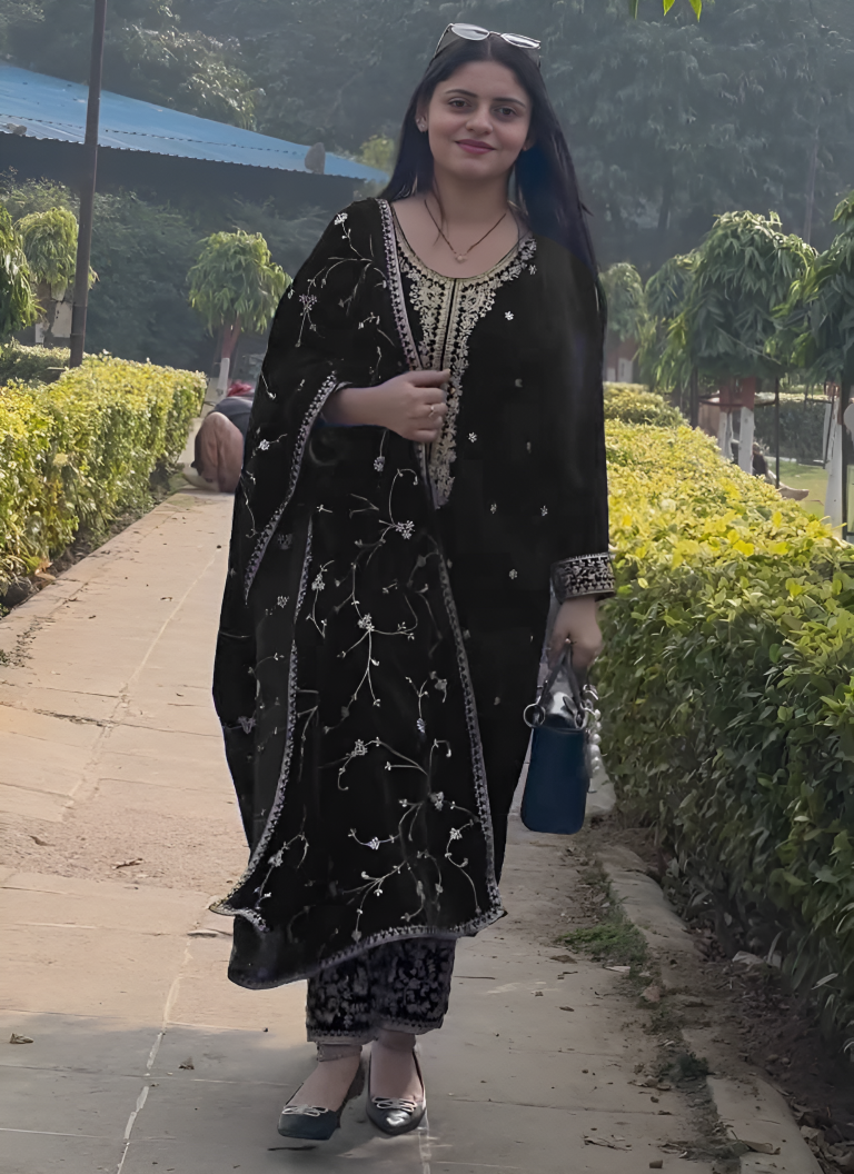 Aastha Fashion Black Heavy Viscose Velvet Festival Wear Suit