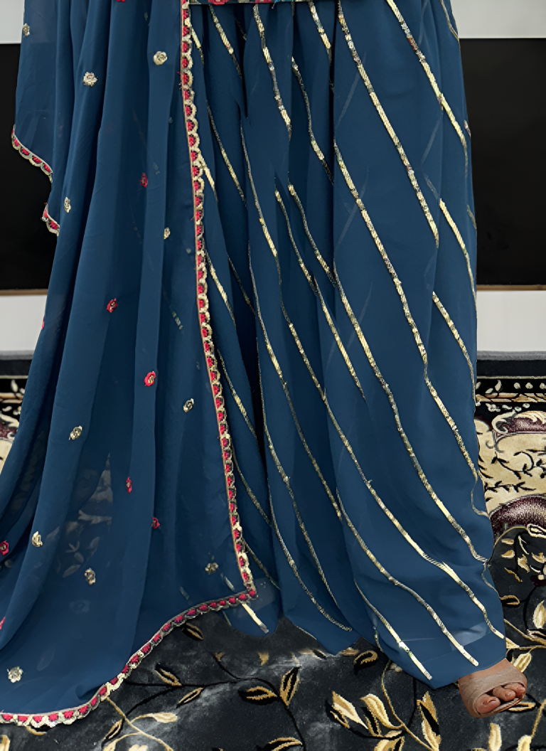 Aastha Fashion Blue Heavy Faux Georgette Festival Wear Suit