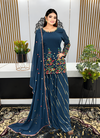 Thumbnail for Aastha Fashion Blue Heavy Faux Georgette Festival Wear Suit