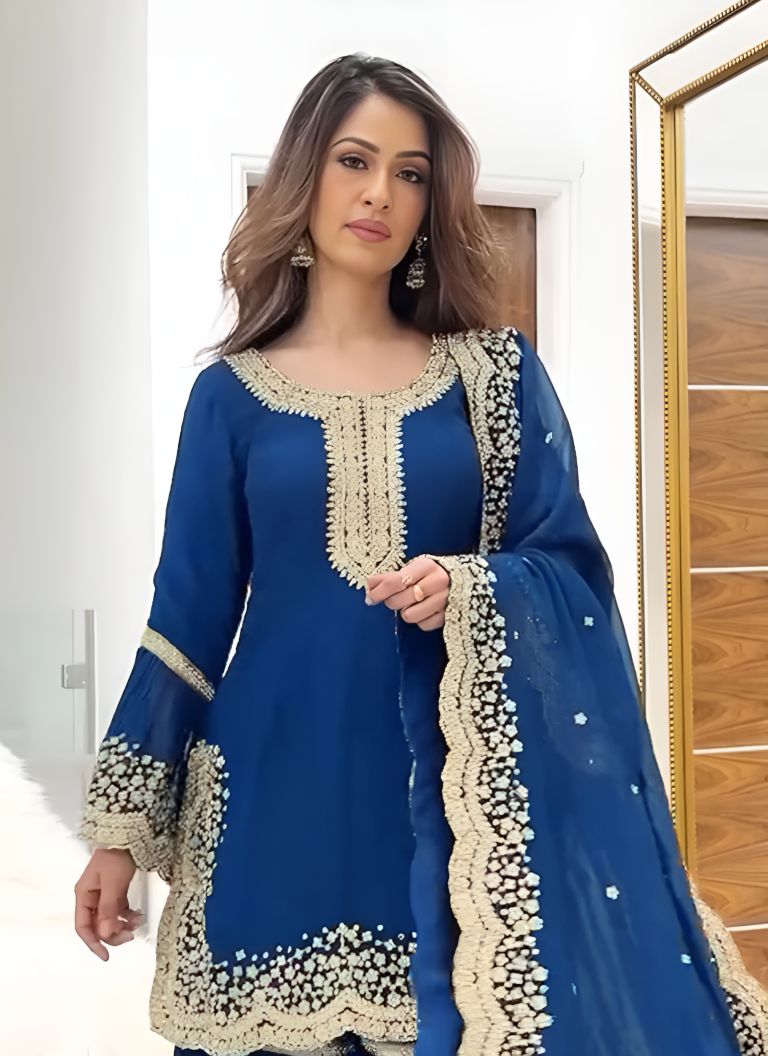 Aastha Fashion Blue Faux Georgette Festival Wear Suit