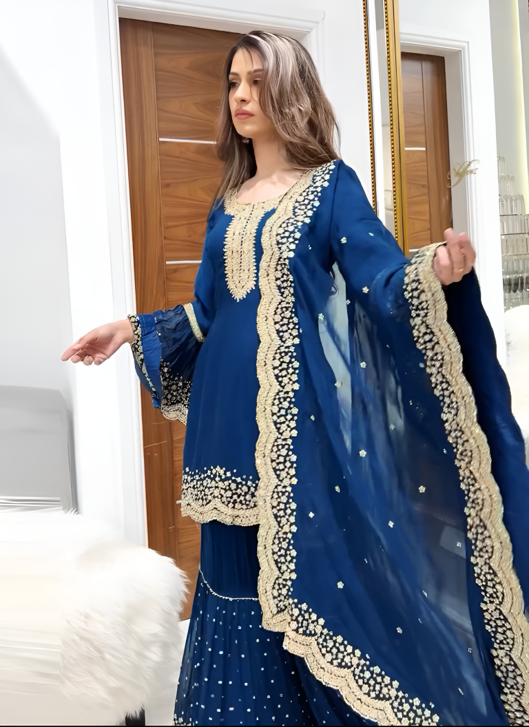 Aastha Fashion Blue Faux Georgette Festival Wear Suit