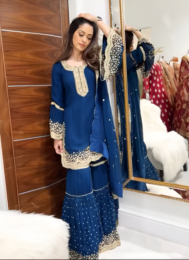 Aastha Fashion Blue Faux Georgette Festival Wear Suit