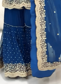 Thumbnail for Aastha Fashion Blue Faux Georgette Festival Wear Suit