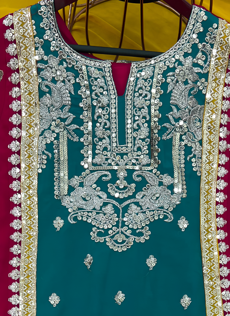 Aastha Fashion See Green Heavy Faux Georgette Festival Wear Suit