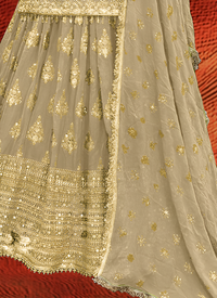 Thumbnail for Aastha Fashion Beige Pure Heavy Chinnon Silk Lehenga Choli