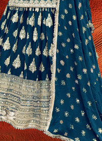 Thumbnail for Aastha Fashion Teal Pure Heavy Chinnon Silk Lehenga Choli