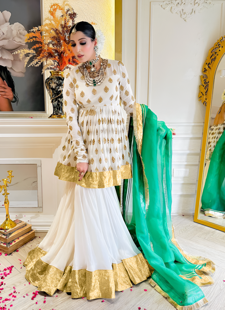 Aastha Fashion White Heavy Faux Georgette Festival Wear Suit