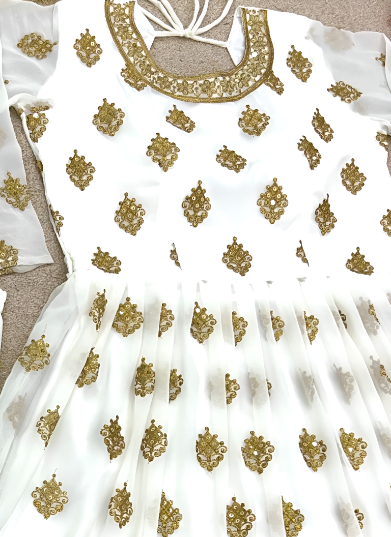 Aastha Fashion White Heavy Faux Georgette Festival Wear Suit