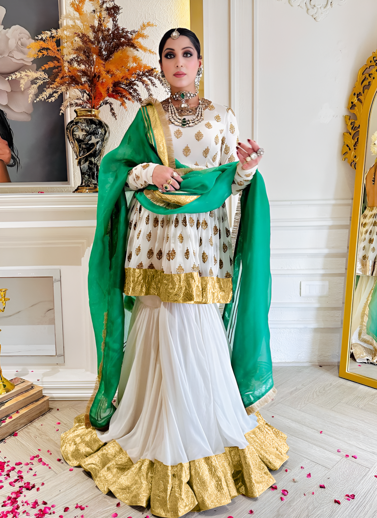 Aastha Fashion White Heavy Faux Georgette Festival Wear Suit
