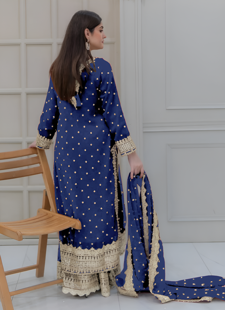 Aastha Fashion Navy Blue Pure Heavy Georgette Festival Wear Suit
