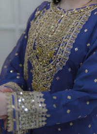 Thumbnail for Aastha Fashion Navy Blue Pure Heavy Georgette Festival Wear Suit