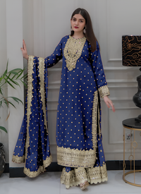 Thumbnail for Aastha Fashion Navy Blue Pure Heavy Georgette Festival Wear Suit
