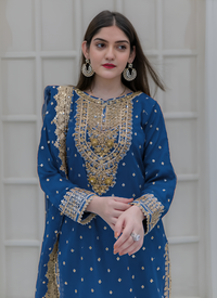Thumbnail for Aastha Fashion Teal Blue Pure Heavy Georgette Festival Wear Suit