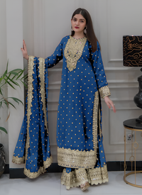 Thumbnail for Aastha Fashion Teal Blue Pure Heavy Georgette Festival Wear Suit