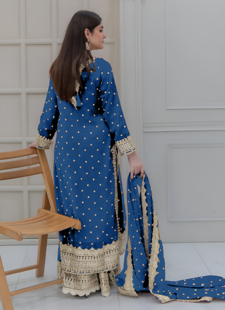 Aastha Fashion Teal Blue Pure Heavy Georgette Festival Wear Suit