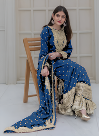Thumbnail for Aastha Fashion Teal Blue Pure Heavy Georgette Festival Wear Suit