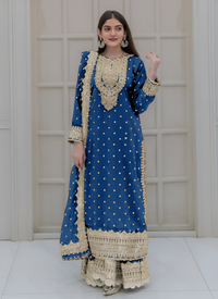 Thumbnail for Aastha Fashion Teal Blue Pure Heavy Georgette Festival Wear Suit