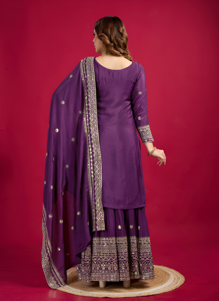 Aastha Fashion Purple Pure Heavy Chinnon Silk Festival Wear Suit