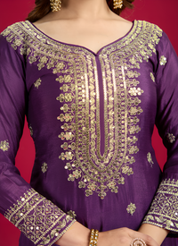 Thumbnail for Aastha Fashion Purple Pure Heavy Chinnon Silk Festival Wear Suit