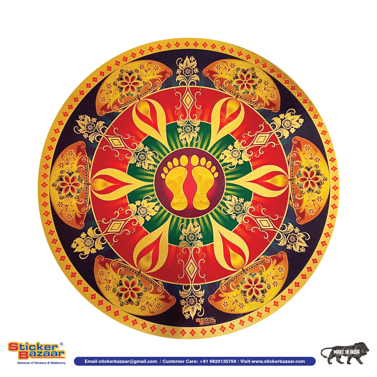 Stickerbazaar Micro Golden Embossing Rangoli Stickers
