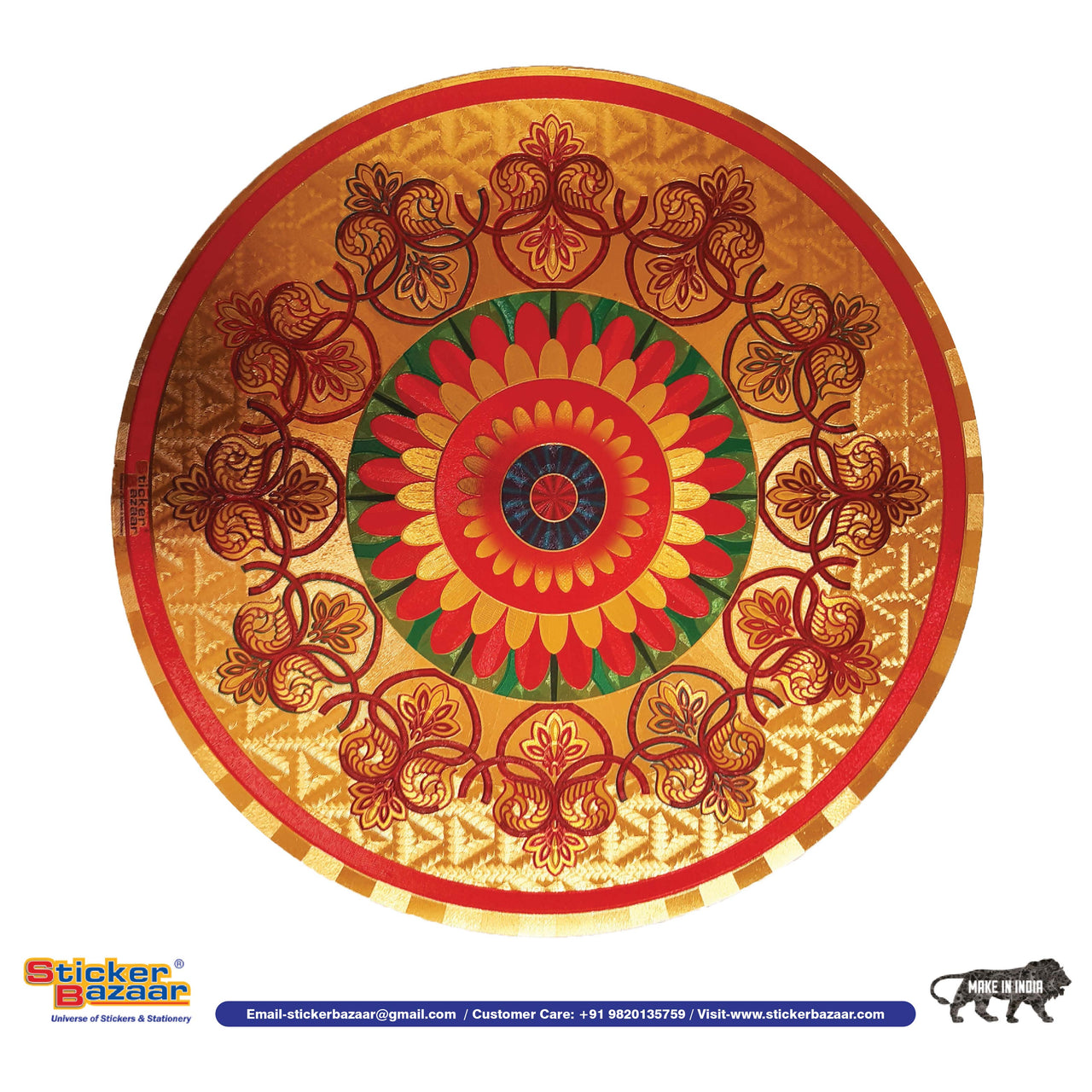 Stickerbazaar Micro Golden Embossing Rangoli Stickers