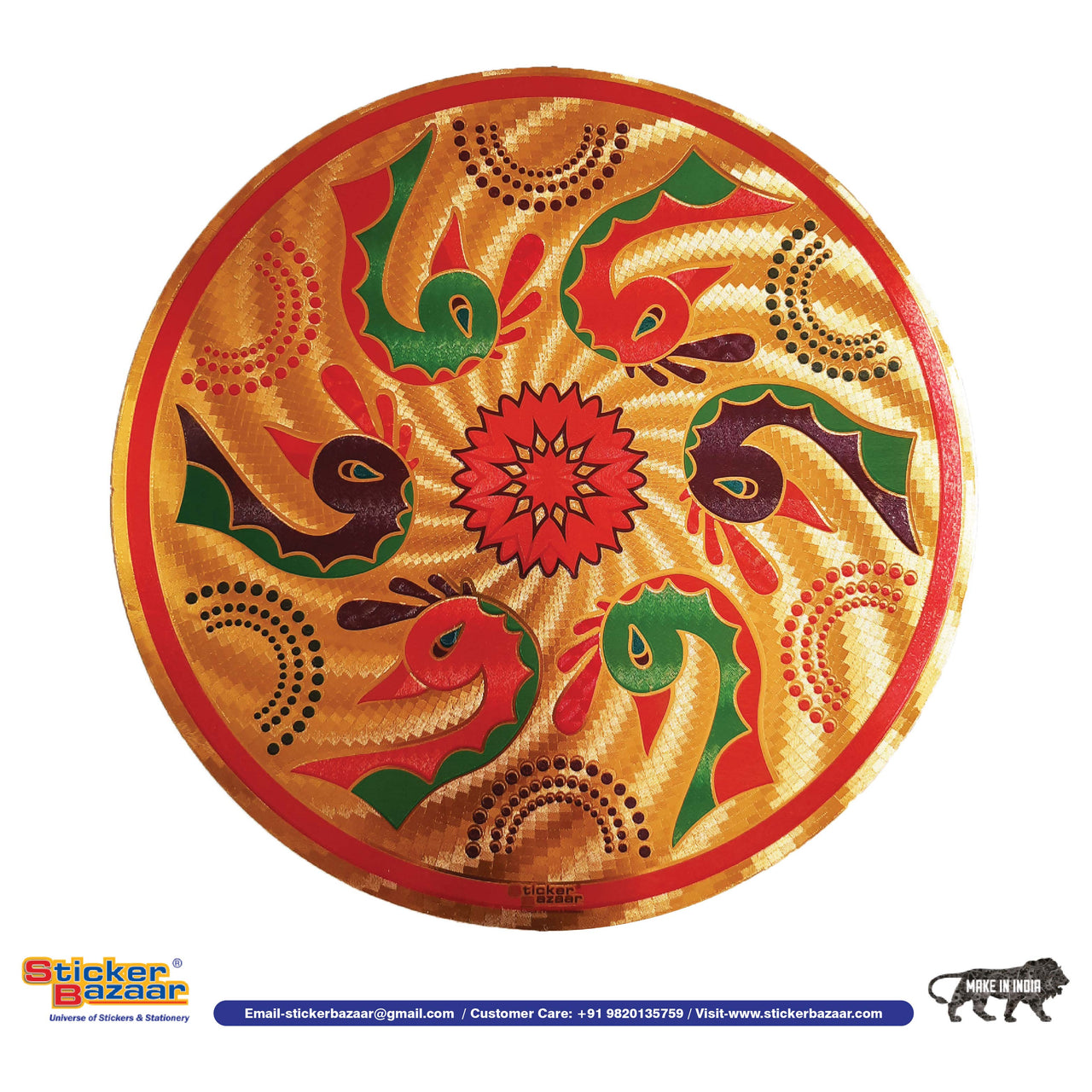 Stickerbazaar Micro Golden Embossing Rangoli Stickers