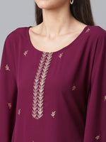 Thumbnail for Ahalyaa Burgundy & Golden Printed Kurta with Palazzo