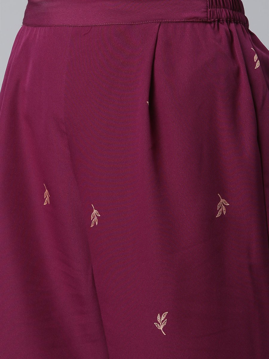 Ahalyaa Burgundy & Golden Printed Kurta with Palazzo