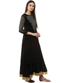 Thumbnail for Ahalyaa Black Floor Length Double Layered Anarkali