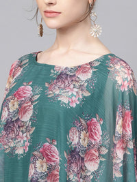 Thumbnail for Ahalyaa Womens Crepe Chiffon Double Layer Cap Style Kurta - Distacart