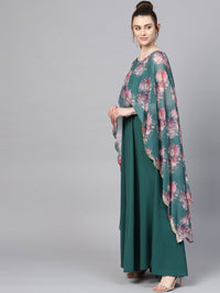 Thumbnail for Ahalyaa Womens Crepe Chiffon Double Layer Cap Style Kurta - Distacart