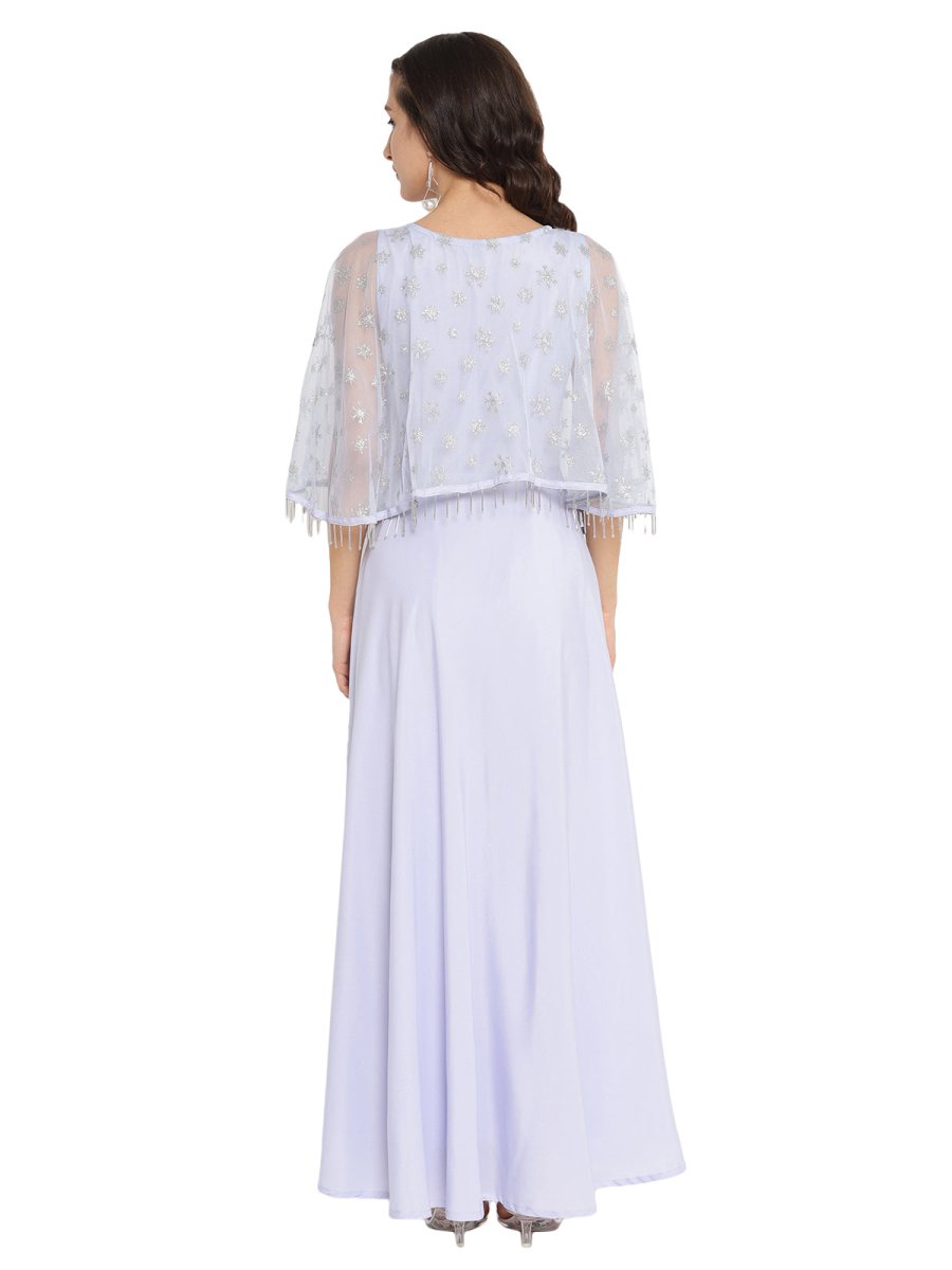 Ahalyaa Women Blue & Silver Printed Maxi Dress