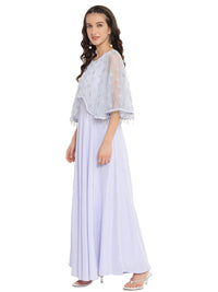 Thumbnail for Ahalyaa Women Blue & Silver Printed Maxi Dress