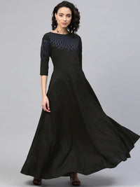 Thumbnail for Ahalyaa Women Black Long Flared Kurta Dress